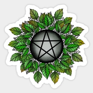 Leafy Grey Pentagram T-Shirt Sticker